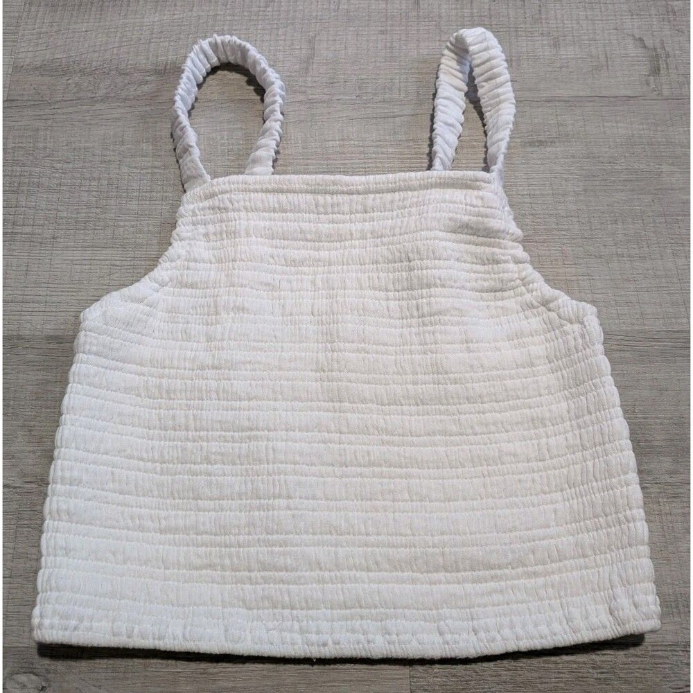 Marine Layer Womens White Smocked Cotton Crop Top Camisole 17471 Size S